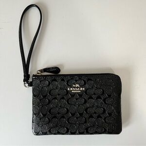 Coach Black Embossed Wristlet